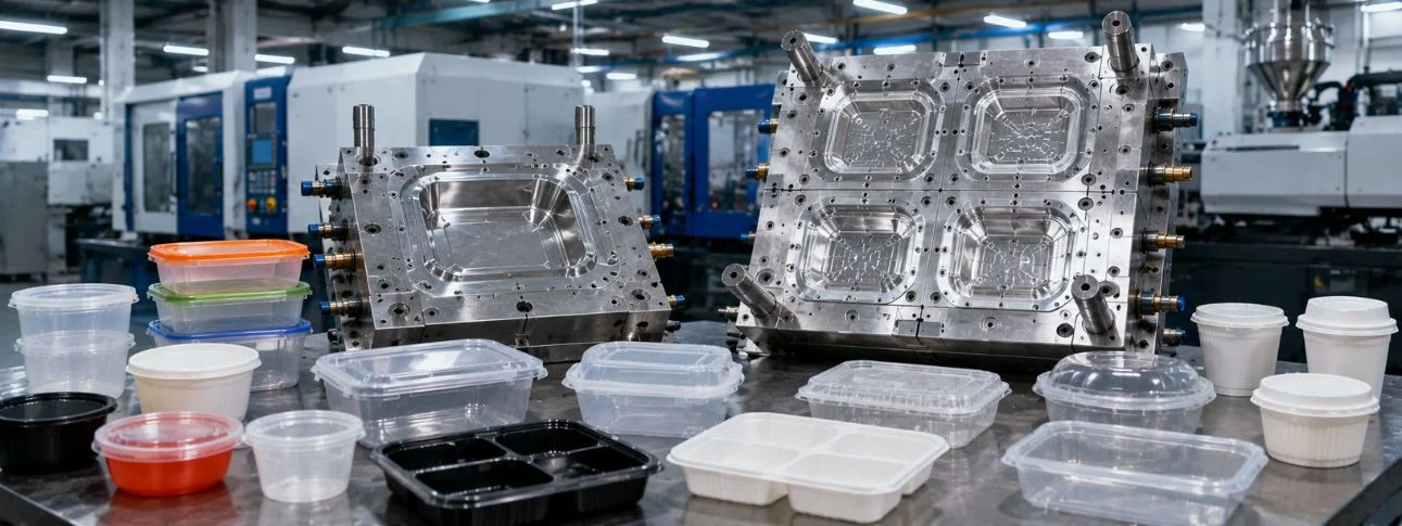Plastic food container mould with food packaging products